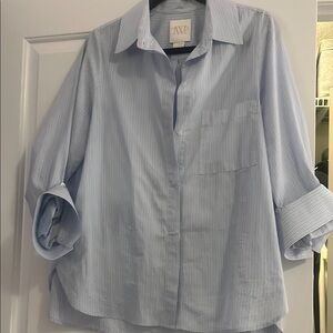 TWP Blue Striped Oversized Button-Up Shirt - Size L